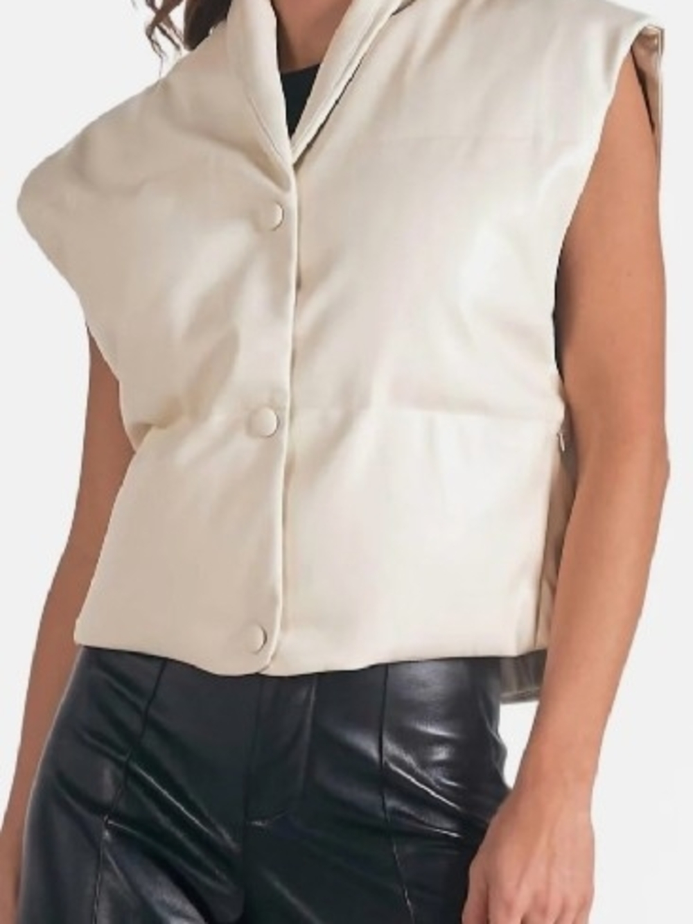 Elan Cream Sleeveless Puffer Vest